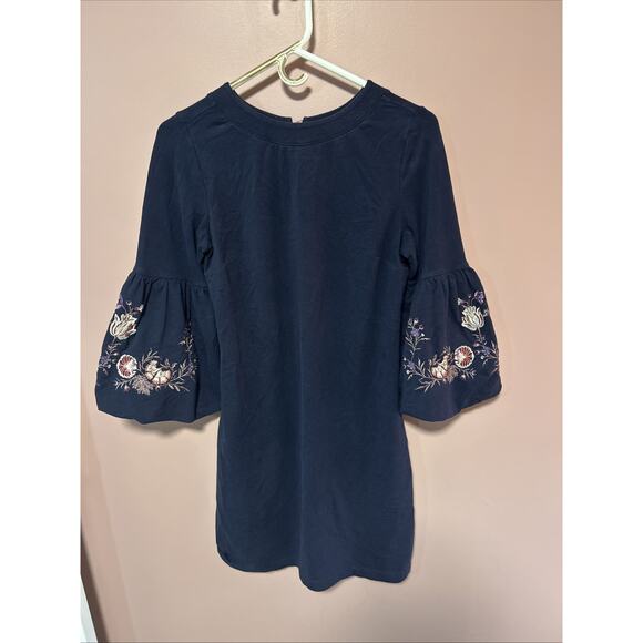 Ann Taylor Loft Embroidered Puff Bishop Balloon Sleeve Floral Dress Small - Picture 1 of 6